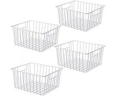 Sanno Lot de 4 paniers de rangement pour congélateur avec poignées intégrées pour armoires, garde-manger, placards, chambres
