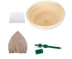 TARTIERY Banneton à Pain Osier Rond Moule, Banneton Pain Naturel pour Panier de Fermentation, Idéal pour Faire Votre Pain Moule pour Faire Lever Votre Pain Rond LImperméabilité Panier