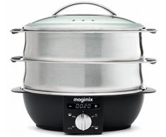 Magimix 11579 Cuiseur Vapeur avec 2 paniers Rotatif, chromé, Verre, Acier Inoxydable 12,2 l, 1,2 l 1900 W