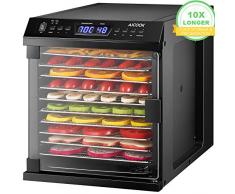 Déshydrateur Alimentaire AICOOK, Deshydrateur Aliment en Mode Combiné 2 en 1 Avec Minuterie et Réglages de Température pour la Viande, les Fruits, et les Légumes, écran à LED, 10 Plateaux, Sans BPA