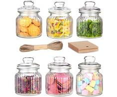 Bonbonniere en Verre - 6 Bocaux de Rangement de 700 ML - Hermétique - Pots de Conservation Alimentaire - Hauteur