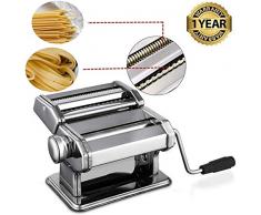 Oppikle Machine à pâtes, coupeur de Nouilles en Acier Inoxydable à manivelle avec Pince pour tagliatelles de Lasagne à Spaghetti (Argent)