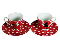 Minnie Mouse Disney - Service Expresso de 2 Tasses café avec 2 soucoupes en Boite Cadeaux