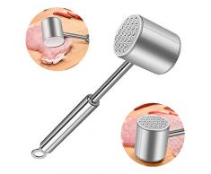 Welltop Attendrisseur de viande robuste En acier inoxydable Maillet à double face