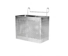 Support pour couverts Bluesees en acier inoxydable panier-égouttoir pour baguettes et ustensiles support de rangement carré avec crochets pour cuillères couteaux fourchettes