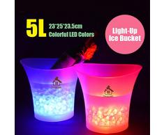 Seau à glace Lumieux de 5L LED multicoloré - Pour champagne, vin, boissons, bière - Pour bar par Teckcool