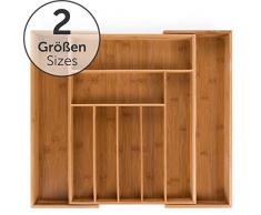 Blumtal - Range Couverts - Range Tiroir Bambou Extensible - (33,7x44,5x5cm) / (50x44,5x5cm)