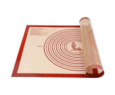 Tapis à pâtisserie en silicone antidérapant Extra Large avec mesures 71 × 51 cm pour tapis de cuisson, Tapis de comptoir, Tapis de pâte à rouler, Placement/fondant/Tapis de la croûte à tarte (Rouge)