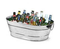 bar@drinkstuff Grande bassine à glace 23 litres de capacité, en acier galvanisé .Seau à Champagne , Vin , Bière etc...