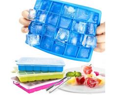 Zaloife 3pcs Bac à Glaçons en Silicone, Glaçon avec Couvercle, Ice Cubes Tray, Bac à Glaçons Silicone Bebe, 72 Moules à Glaçons pour leau Whisky Cocktail Glace Fruits DIY