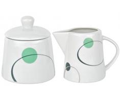 Café Complément Ensemble pot à lait 22 cl et sucrier 30 cl Corona Porcelaine Blanc avec Décor