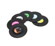 Crizcape Lot de 6 dessous de verre rétro en vinyle antidérapant pour café, thé, bière, vin, bouteille, maison, bar