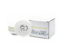 Plat Mignon en Céramique de sauce de Chat,Plats de service de casse-croûte, Meow Porcelaine Petit ensemble de soucoupe (Lot de 6)