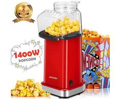 Aicook Machine à Pop Corn, 1400W Retro Popcorn Maker avec Tasse à Mesurer, Air Chaud Sans Gras Huile, Couvercle Amovible, Cest acile Fettoyer, Rouge