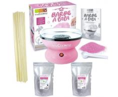 Coffret Barbe à papa - Machine + préparation rose 400 g et bleue 400 g + 100 bâtonnets