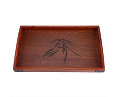 Plateau de Service en Bois Massif Rectangulaire Plateau de Service Deau Boissons Plateau Petit Déjeuner Plateau de Service à Thé avec Poignée