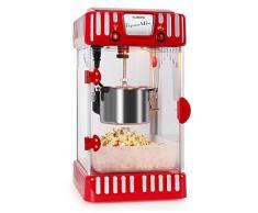 KLARSTEIN Volcano - Machine à pop-corn, Design rétro des Fifties, Bol amovible en acier, Bras mélangeur, Eclairage intérieur, Fenêtre et porte en plexiglas, Porte aimantée, Préparation facile - Rouge