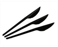 GreenFeel – Lot de 100 couteaux jetables, noir, 165 mm