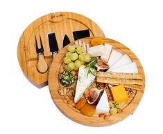 BlauKe Plateau à Fromages en Bois de Bambou avec Ensemble de Couteaux et Fourchette