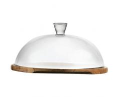 Ambition Plateau à fromage en bois avec couvercle en verre Ø 33 cm, Verre Bois, ø33 cm