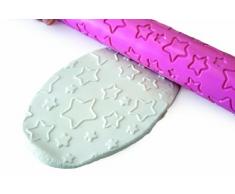 Silikomart 70.304.19.0069 RP03 Rouleau à Pâtisserie Motif Étoiles Plastique Fuchsia