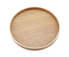 Plateau de service en bois, Rond Plateau de service à thé pour Fruits Des sucreries Aliments, Plateau de petit déjeuner en bois Plateau antidérapant pour restaurant/boutique(24cm)