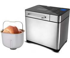 Hopekings Machine à Pain 19 Programmes, Machine à Pain Automatique pour Pain, Baguette, et Yaourt, Antiadhésif, Minuteur Programmable 15h, Écran rétro-éclairé Bleu, sans BPA,Certification FDA