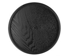 Plateau de service rond en bois massif avec assiette à thé - Style japonais