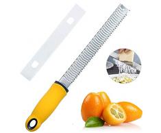 SANBLOGAN Zester Râpe à Citron en Acier Inoxydable avec poignée et citronnelle Orange