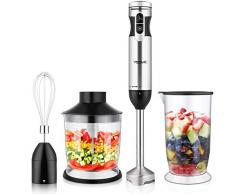 YISSVIC Mixeur Plongeant 4 en 1 Mixeur Multifonction 1000W Mélangeur à Main avec 9 Vitesses Hachoir de 500ml Mélangeur de 700ml sans BPA
