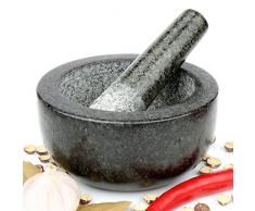 H&S Mortier et pilon Premium en granit massif 16 cm de diamètre