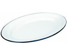 Ibili 903940 Plat Ovale en acier émaillé vitrifié Blanche 40x27 cm