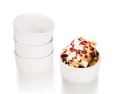 G.a HOMEFAVOR Lot de 4 Ramequins en Porcelaine, 9CM Petit Terrines Moule à Pâtisserie Soufflé Crème Brulée Muffin
