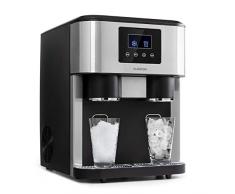 Klarstein Eiszeit Machine à glaçons 3 en 1 : glaçons, glace pilée, eau glacée, 2 tailles de glaçons, 15-18 kg/24h, écran LCD, capacité du réservoir deau: 1,8l, capacité de la glace: 600 g, argent