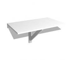 vidaXL Table Murale Rabattable Blanc Table de Cuisine dOrdinateur Aggloméré