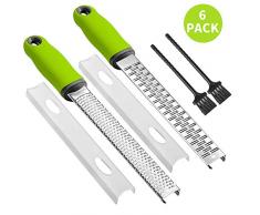 Zesteur d’Agrume Râpe à Fromage Acier Inoxydable Poignée en Silicone avec Couvercle de Protection Para Citron, Fromage, Parmesan, Ail, Gingembre, Chocolat