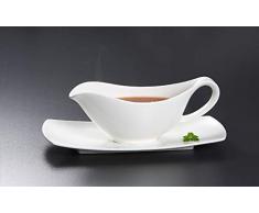 Saucière sur plateau porcelaine blanc set de 2 pièces