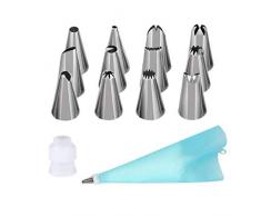 Twolights Douilles Pâtisserie INOX Poche à Douilles Silicone, 15 Pièces Set Professionnel de Pâtisserie