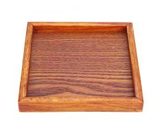 Petit plateau de service portable de forme carrée en bois massif pour thé, café, snack, salle à manger, Bois, 12.5*12.5*2