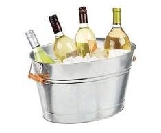 mDesign rafraichisseur de Bouteille en Acier Inoxydable – Seau à Champagne décoratif avec poignées – Seau à Glace idéal pour Garder vins, bières, champagnes ou Sodas au Frais – Couleur Argent