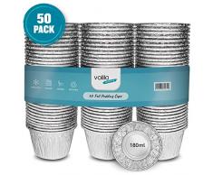 ramequins en Aluminium pour la Cuisson, pour gâteaux, Desserts et tartes, ramequins Ronds recyclables (Paquet de 50) 8.5cm x 6cm