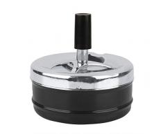 Josopa Cendrier de Cigarette à Pousser en Métal avec/Plateau Tournant Cendrier à Fumer Intérieur Extérieur Câblage Cendrier Métallique Poussoir Rond (Noir L)
