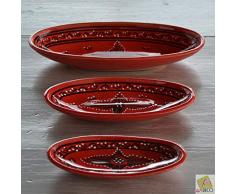 Plat ovale Tatoué rouge - L 30 cm