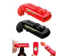 AivaToba Ouvre-Bouteilles de bière, Lot de 2 Cap Gun Décapsuleur, Ouvre-canettes en Forme de Pistolet Jouet pour Bar fête Bouteille de bière Lanceur de catapultes (2 Pack)