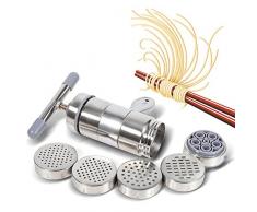 、Machine à Pâtes en Acier Inoxydable, Machine à Pâtes avec 5 Moule, Nouilles Ménagères Manuelles Créatives de Cuisine