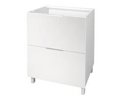 Berlioz Creations CT6BB Meuble Bas de Cuisine avec 2 Tiroirs Blanc Haute Brillance 60 x 52 x 83 cm