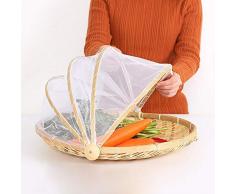 Hete-supply Panier tressé à la main avec moustiquaire Pour légumes, fruits, pain Parfait pour les pique-niques Protège les aliments de la poussière et des insectes L