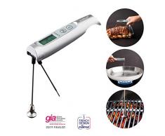 MASTRAD – Double Thermomètre De Cuisson m° control – Double Capteurs Thermocouple De Type K – Température De Surface & A Cœur – Ecran Rétroéclairé – Compatible Tous Feux – Pile AAA Inclue