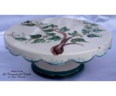 Présentoir à Gateaux Multifonctionnel Assiettes à Gâteaux- pâtisserie/apéritifs/saladier Cuisine Céramique Peint à La Main Le Ceramiche del Castello Made in Italy Pièce unique Dimensions H 13 X 30 cm chacun