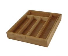 Range couvert extensible, range couverts pour tiroir, en bambou, bois, modulable, rangement cuisine, 7 compartiments, de 28,5 à 45 cm